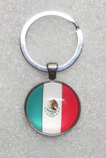 MEXICO Mexican Flag Color Round Metal Alloy KEY CHAIN Ring Keychain NEW