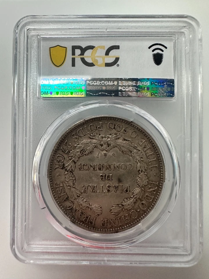 Indochina Francesa 1 Piastre 1900-A Lec-282 PCGS AU55 Foto 2 de 2