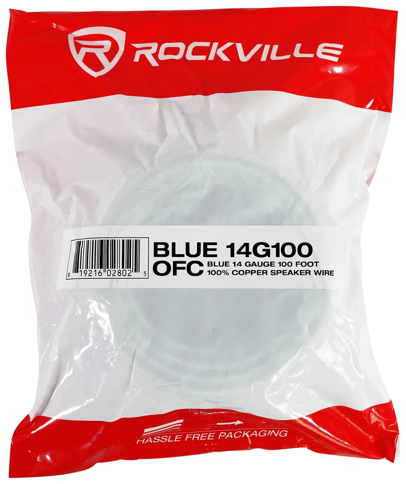 Rockville BLUE 14G100 OFC 14 Gauge 100 Foot 100% Copper Speaker Wire Car Audio - Image 3 of 3