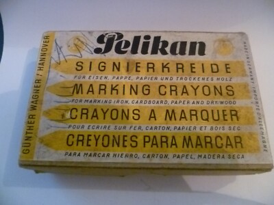 Vintage, Original Karton Set 12 x Marke ''Pelikan'', 762 gelbe Markierungsstifte