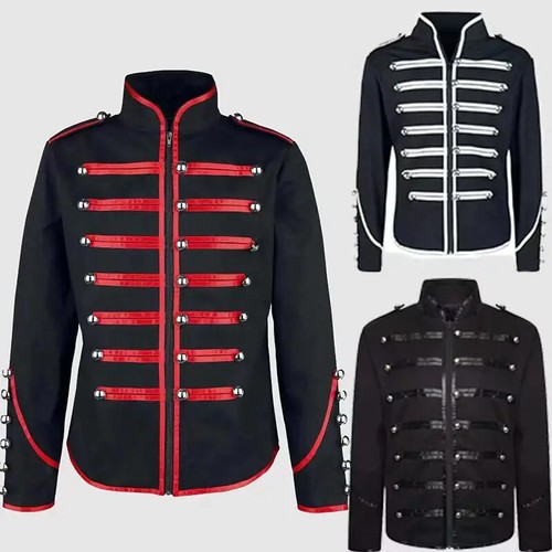 Steampunk Uomo Abbigliamento Gotico Giacche Militari Medievale Vintage Giacca Stand - Foto 15 di 26