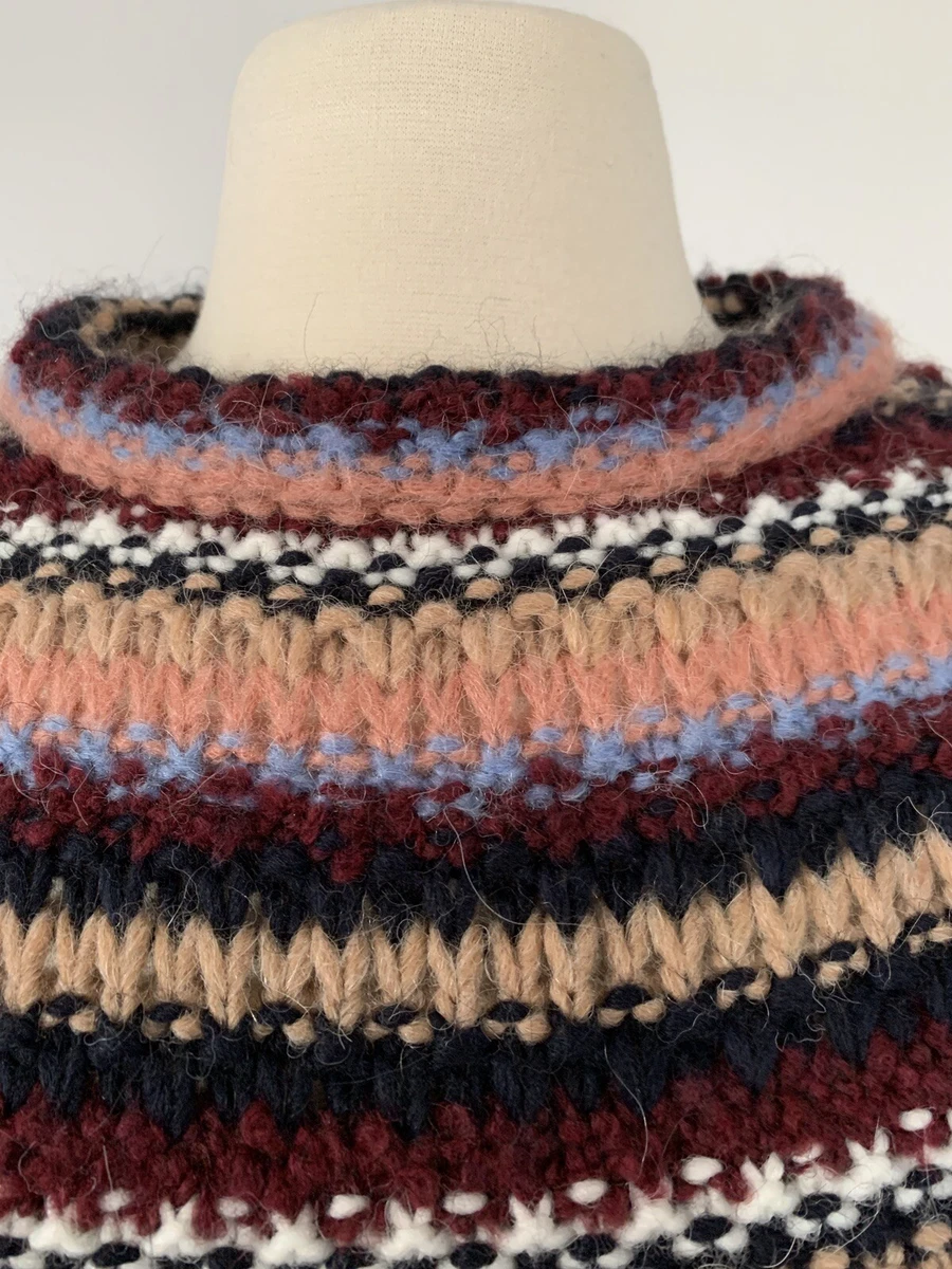 Anthropologie Elsamanda L Chunky Stripe Knit Alpaca Wool Blend