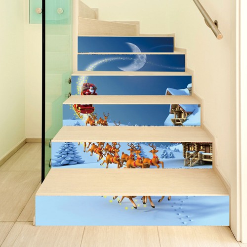 Christmas Wall Decals Creative Theme Stair Stickers Hotel Decor eBay