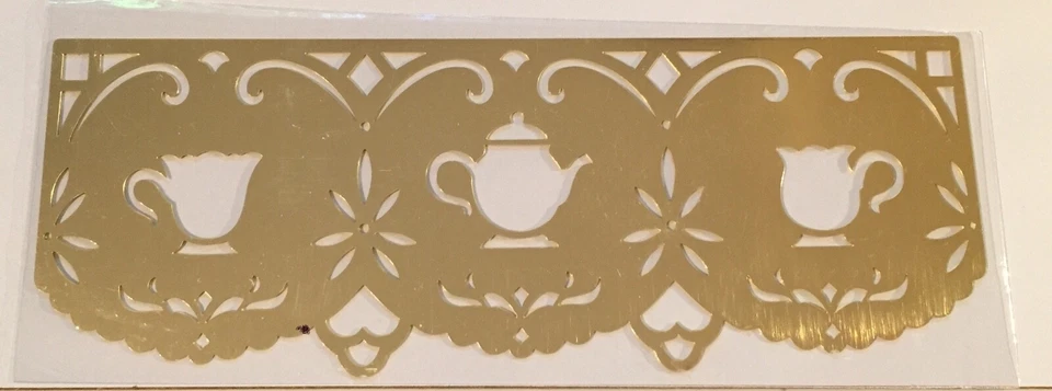 Prickel- und Prägeschablone Bordüre Kaffee Metall goldfarben - Bild 1 von 1