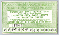 Eastern Massachusetts Street Railway Taunton c1919-33 14 Ride Ticket #417986
