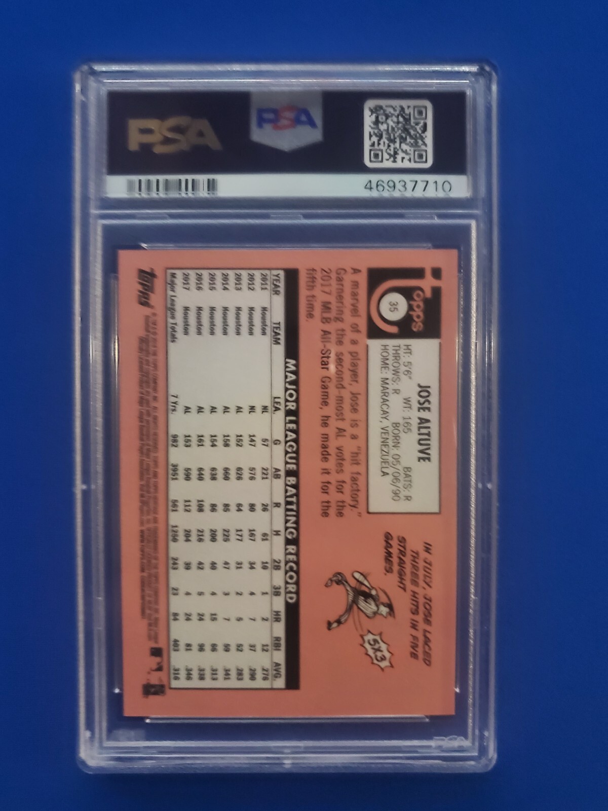 2018 Topps Heritage Jose Altuve - Action - PSA 9 Mint view 2
