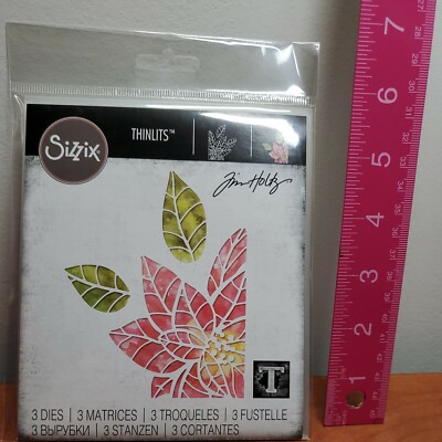 TH3 Tim Holtz Sizzix Thinlits Dies POINSETTIA PIECES  Christmas 664212