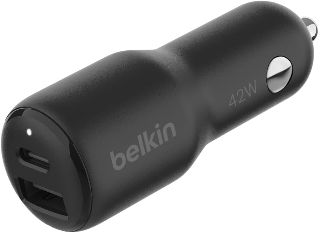 Belkin Boostcharge Dual Car Charger 42W W/Fast Charge USB-C 30W PPS & 12W USB-A