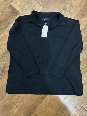 LILLUSORY Women's Collared Oversized Sweater Long Sleeve Size S NWT Black