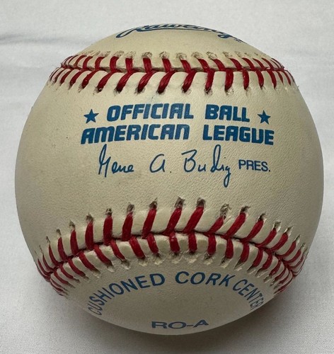 LEE STEVENS SIGNED OFFICIAL BUDIG AMERICAN LEAGUE BALL 3 HR INSCRIPTION RANGERS - Picture 2 of 2