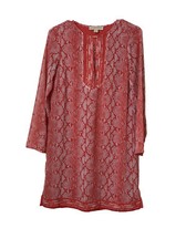 Michael Kors Tunic Dress Women's Size S Orange Sneak Print Long Sleeves Slits