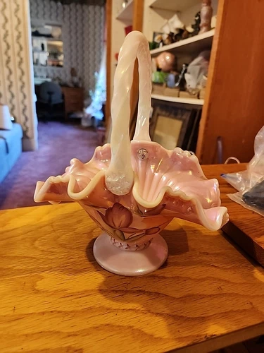 Fenton Glass Legacy Collection ROSALENE Tulip Basket 95TH Anniversary Signed