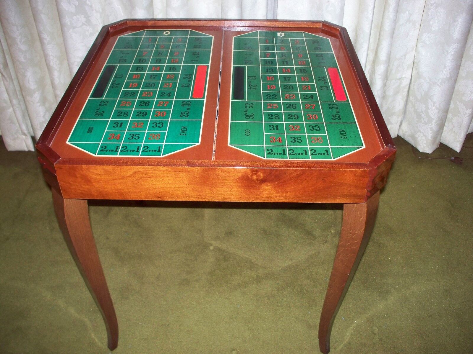 1960s Italian Inlaid Wood Multi Game Table With Roulette, Checkers/Chess,  Backgammon