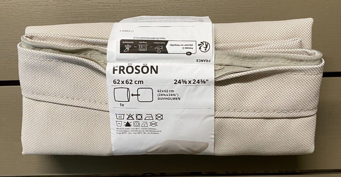 IKEA FROSON Seat Cushion Cover Only Outdoor Beige 62x62 cm 24x24