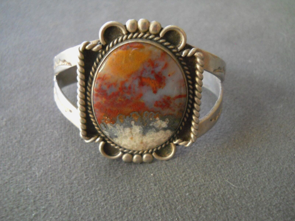 Huge Vintage Navajo Domed Petrified Wod Native American Jewelry Silver Bracelet Huge Vintage Navajo Domed Petrified Wod Native American Jewelry Silver Bracelet
