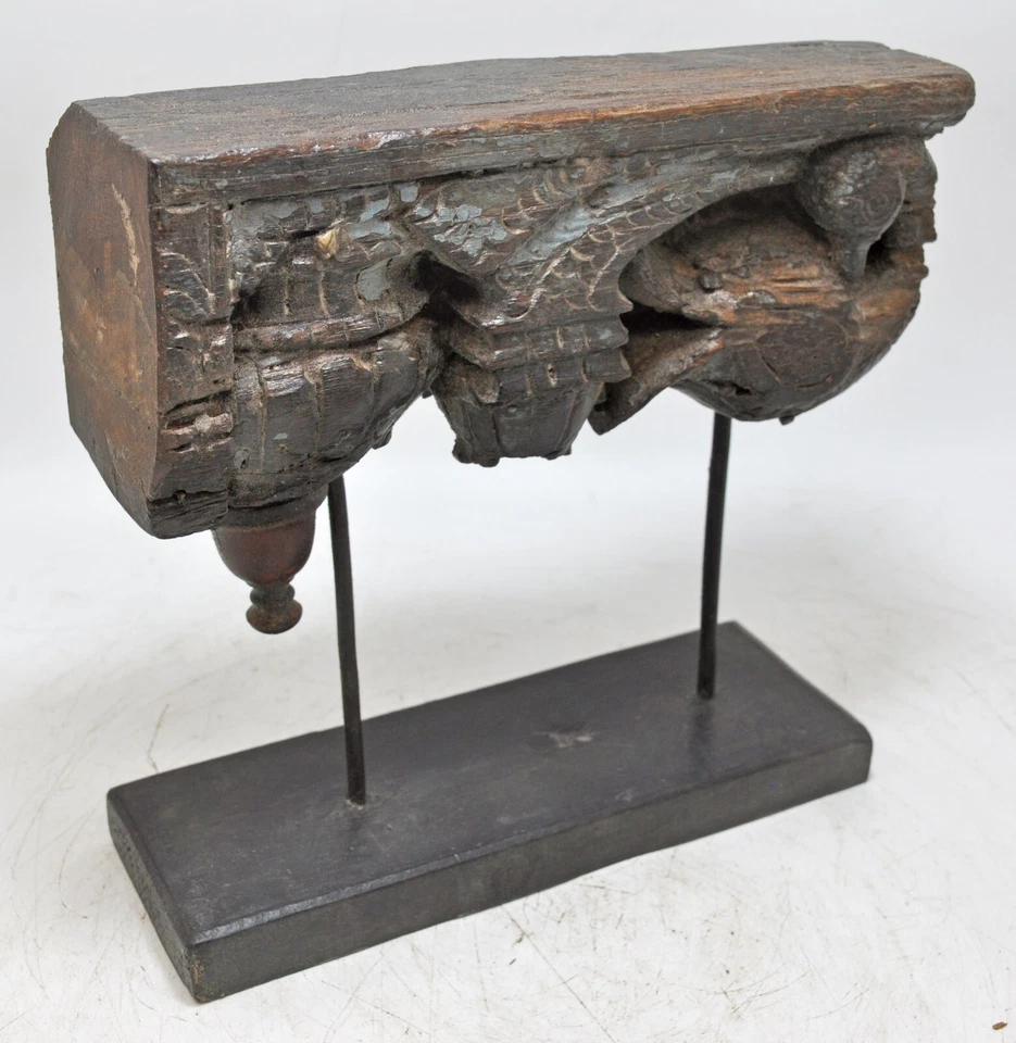 Antique Wooden Peacock Shape Carving Block on Stand Original Old Fine Hand Carve - Image 2 of 4