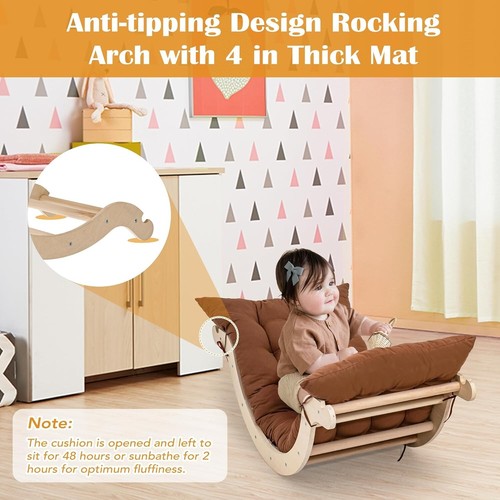 3-Piece Wooden Pikler Triangle Set with Slide and Arch for Kids Aged 1-4 Years - Picture 8 of 10