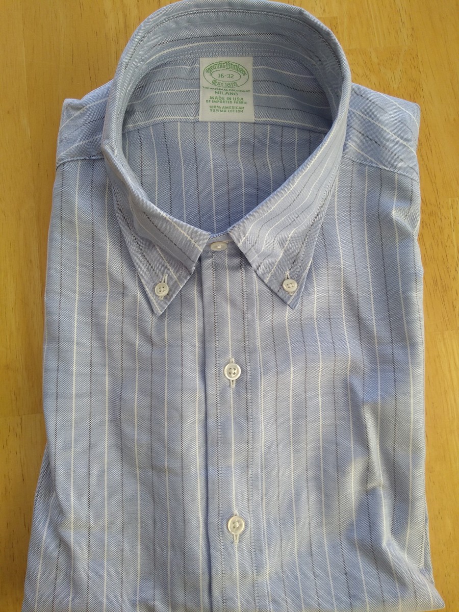 NWOT Brooks Brothers Blue Stripe Cotton Button Down 16-32