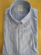 NWOT Brooks Brothers Blue Stripe Cotton Button Down 16-32 Milano Fit MSRP 140