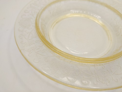 Vtg Florentine #2 Poppy Depression Glass Butter Dish & Lid Yellow Hazel Atlas - Picture 4 of 11