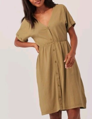 Pact Organic Portside Button Front Dress XS