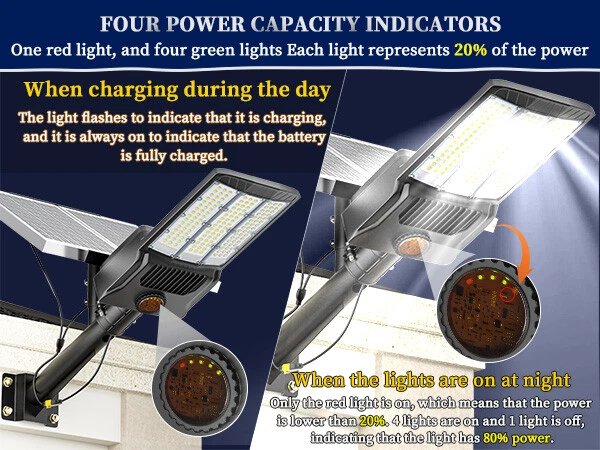 Luces de calle solares comerciales de 9800 W al aire libre luz de estacionamiento de anochecer a amanecer Foto 4 de 4