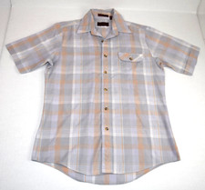 Vintage LEVIS Plaid Shirt Big E Label Size M 60s 70s Golden Orange Gray