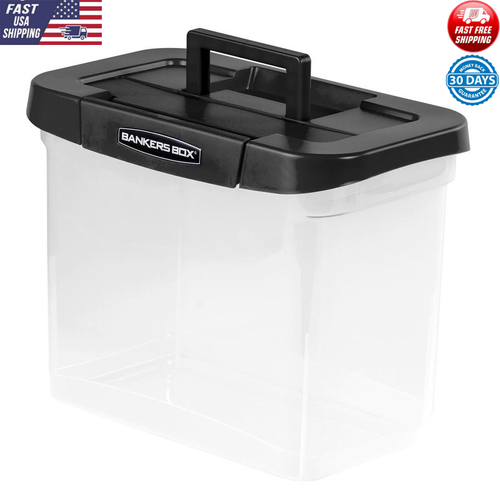 Portable File Storage Box Plastic Stackable File Box Container W/Locking Lid US