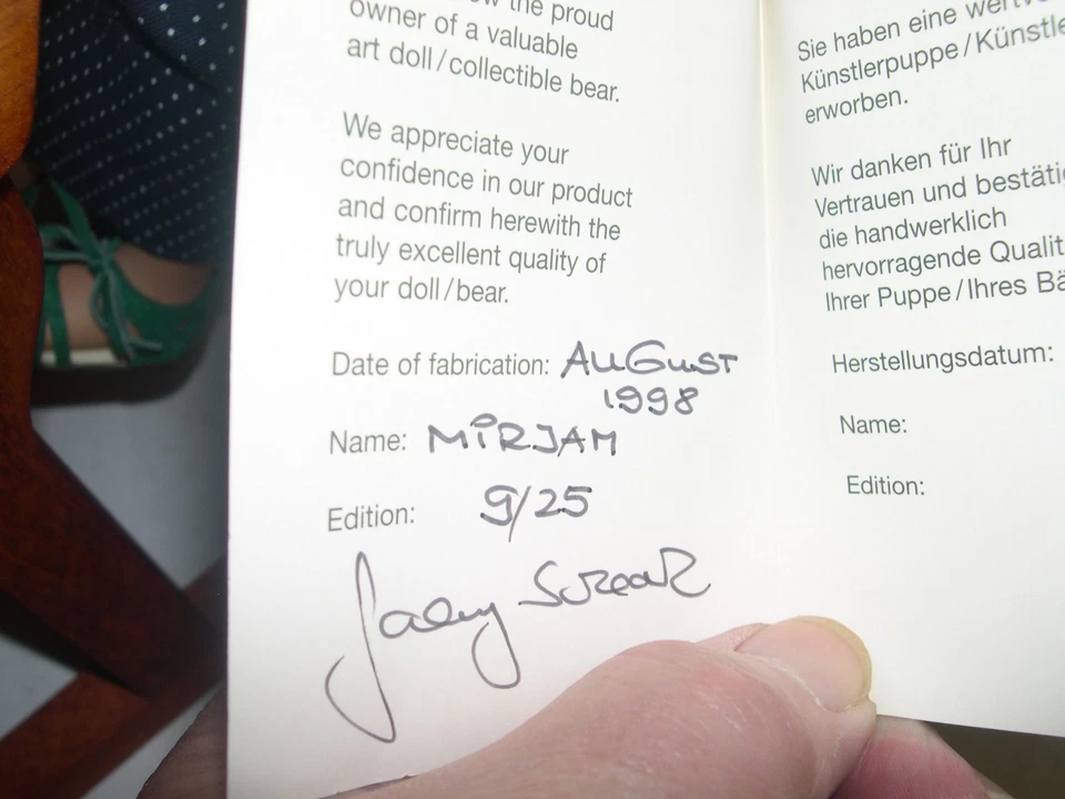 Poupée f artiste MIRJAM en porcelaine par GABY SCHOLTZ edition limitée - Photo 3/3