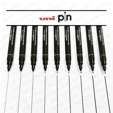 Uni Pin Pigment Liner Fineliner Drawing Pen - Full Set of 9 Grades - Black Ink 