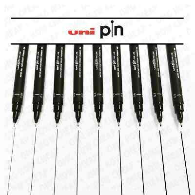 Uni Pin Pigment Liner Fineliner Drawing Pen - Full Set of 9 Grades - Black Ink!!