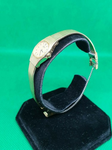 ladies seiko gold tone dress watch,gold face,bark effect case & bracelet.#84 - Picture 2 of 7