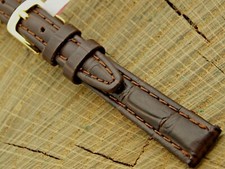 Brown Calfskin Watch Band w Gold Tone Buckle 12mm Unused NOS Hadley-Roma Ladies