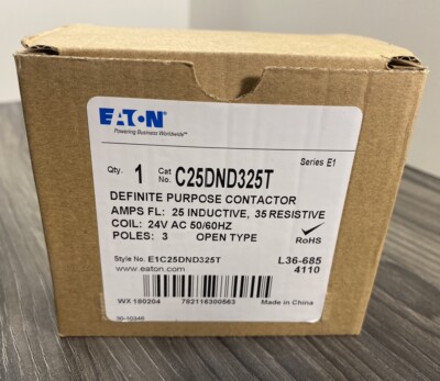 EATON / Cutler Hammer C25DND325T Definite Purpose Contactor 3-P,  25A, 600VAC