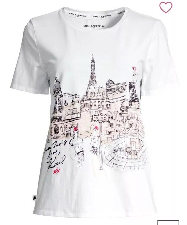 NEW NWT Karl Lagerfeld White France Paris Eiffel Tower