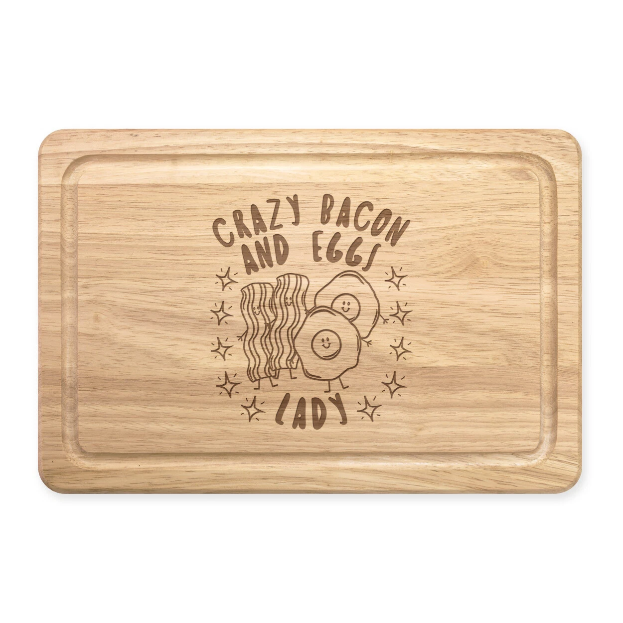 Crazy Bacon And Eggs Lady Stars Rectangular Chopping Board Funny Food Breakfast