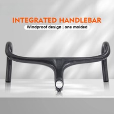 Carbon Fiber Road Bike Integrated Handlebar 1-1/8" 400/420/440mm with Bike Stem