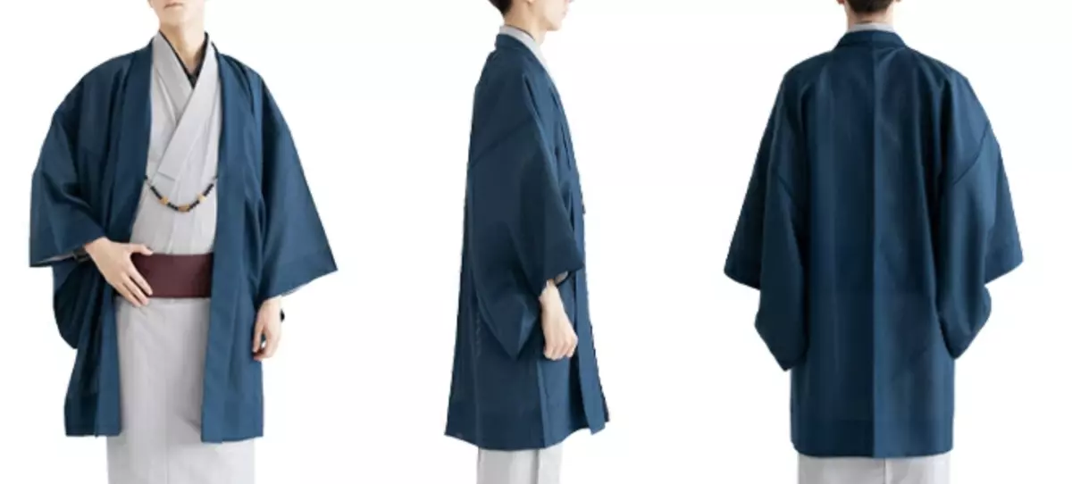 Japanese Men s Traditional Kimono HAORI Jacket Ro Summer Coat Navy from JAPAN