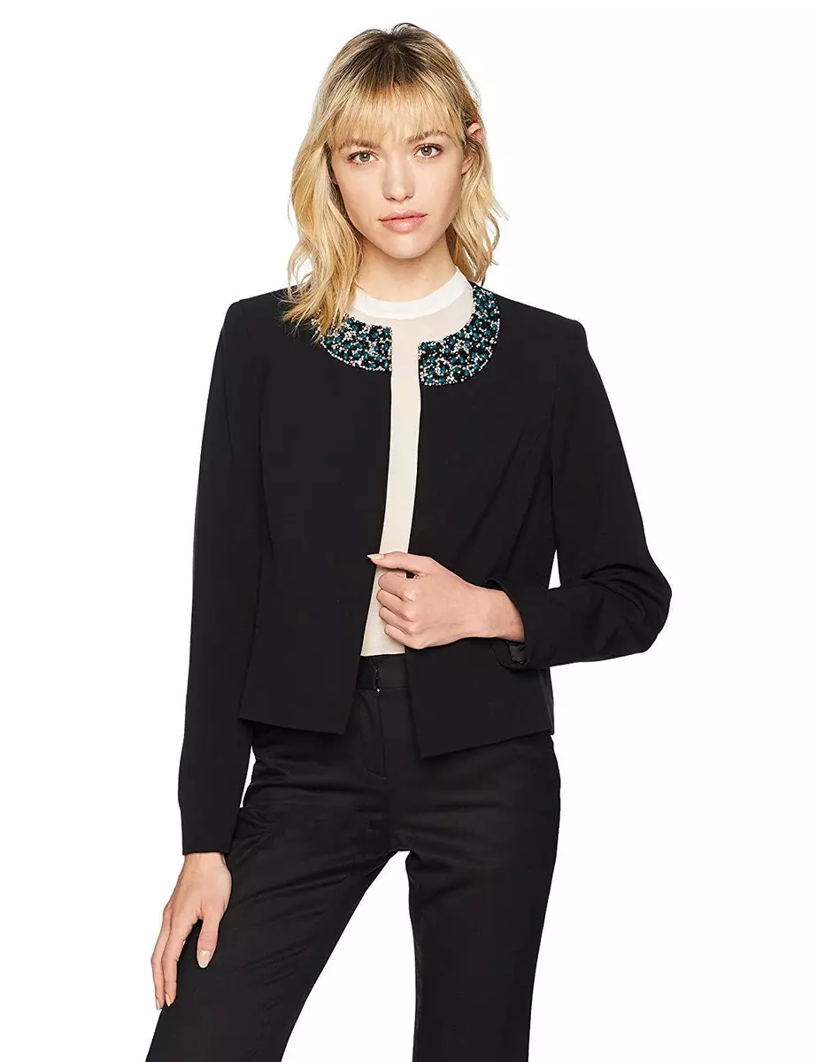 Nine West Beaded Open Front Blazer Black Size 10 139