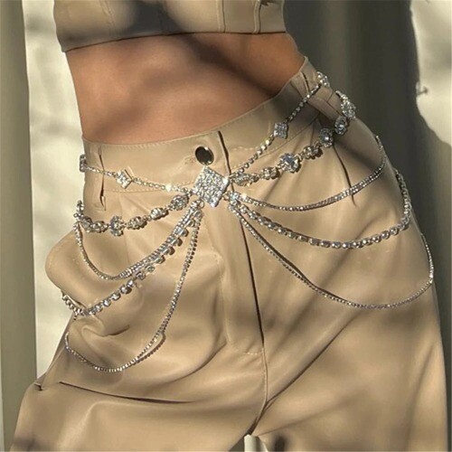 Beach Sexy Multilayer Crystal Thigh Body Chain 5 Layers Jewelry Belly Chains - Picture 1 of 14
