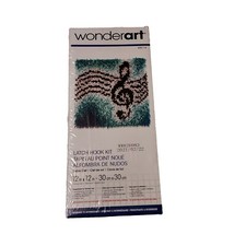 New Wonderart Treble Clef Latch Hook Kit 12X12 Rug Wall Art Pillow Gift Music