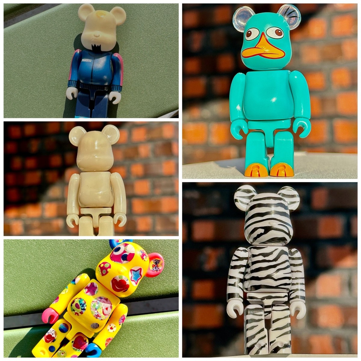 Bearbrick 100 SET of 5 Perry the Platypus JELLYBEAN ANIMAL Zebra