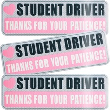 3PCS Student Driver Magnet Sticker for Car, Reflective Funny Bumper Magnet for N