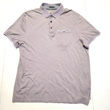 TED BAKER London Polo Shirt Men's Size 5 LARGE L Light Purple MODAL Cotton Blend