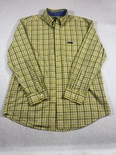 Chaps Mens Yellow Plaid Long Sleeves Collared Button Down Shirt Size Large