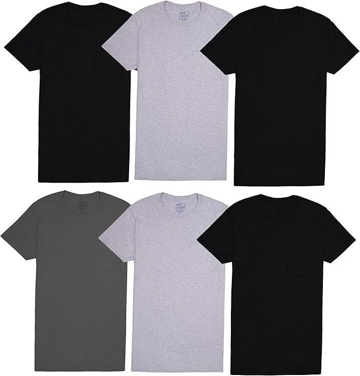 Hombre 8-Pack Surtido Bolsillo Crew T Camisas Por Fruit of the Loom Cómodo - Imagen 2 de 4