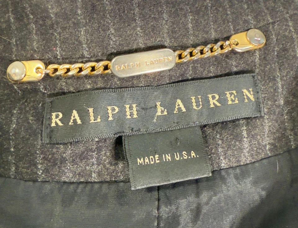 Pantalón Ralph Lauren de lana blanco y negro a rayas de la década de 1990 para mujer - talla 6 Foto 2 de 4