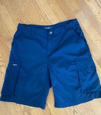 Columbia Shorts Mens Sz 34 Cargo Omni Shade Sun Protection Navy Blue Outdoor