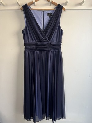 Connected Apparel Women s Size 16 Sleeveless Chiffon Overlay Fit & Flare Dress