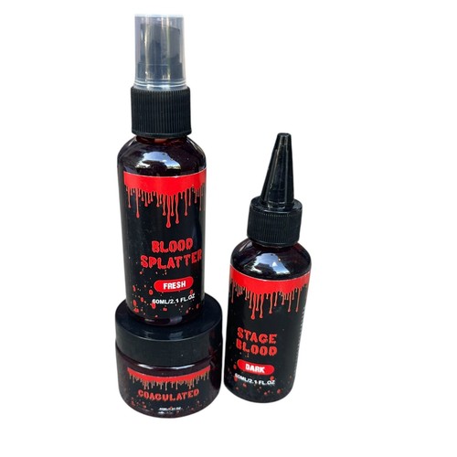 Halloween Fake Blood Effects Kit Stage Blood Splatter Coagulated SFX Makeup